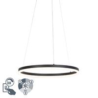 QAZQA Design Ring Hängelampe schwarz 60cm inkl. LED und Dimmer - Anello