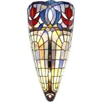 LumiLamp Wandlamp Tiffany 26*15*52 cm E27/max 2*60W Blauw Glas Muurlamp Sfeerlamp Tiffany Lamp