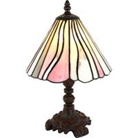 LumiLamp Tiffany Tafellamp Ø 20*34 cm E14/max 1*25W Wit, Grijs, Roze Glas, Kunststof Tiffany Bureaulamp Tiffany Lampen