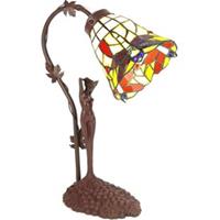LumiLamp Tiffany Tafellamp 14*13*37 cm E14/max 1*40W Geel, Bruin Kunststof, Glas Tiffany Bureaulamp Tiffany Lampen