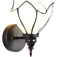 LumiLamp Wandlamp Tiffany 5LL-6187 23*17*19 cm E27/max 1*40W - Wit, Bruin Glas, Metaal