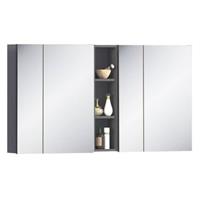 LOMADOX Badezimmer Spiegelschrank 140 cm breit MODENA-56 in anthrazit, B/H/T: ca. 140/75/16 cm grau