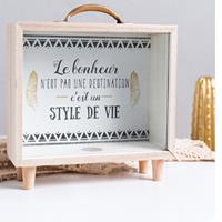 huismerk Creatieve houten kunst verse Piggy Bank slaapkamer Desktop Decoratie ornamenten Sundries opbergdoos stijl: omgaan met houten opbergdoos-A