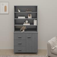 vidaXL Highboard Massivholz Kiefer Dunkelgrau 