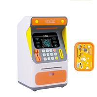 huismerk Simulatie Gezichtsherkenning ATM Cash Deposit Box Simulatie Wachtwoord Automatische Rolling Money Safe Deposit Box Kleur: Oranje (Opladen Versie)