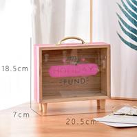 huismerk Houten Spaarpot kinderen spaarbox Creative Desktop Accessoires (Roze)