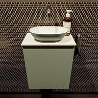 Mondiaz Fowy toiletmeubel 40x50x23cm army mat 0 kraangaten wasbak: midden 1 deur solid surface met blad MDF kleur wasbak: Groen / Wit FOWY59003armyarmy