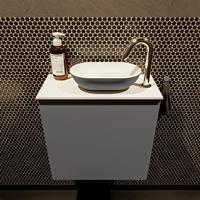 Mondiaz Fowy toiletmeubel 50x50x23cm dark grey mat 1 kraangat wasbak: rechts 1 deur solid surface met blad MDF kleur wasbak: Grijs / Wit FOWY59005darkgreydarkgrey