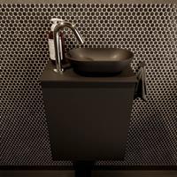 Mondiaz Fowy toiletmeubel 40x50x23cm urban mat 1 kraangat wasbak: rechts 1 deur solid surface met blad MDF kleur wasbak: zwart FOWY59002urbanurban