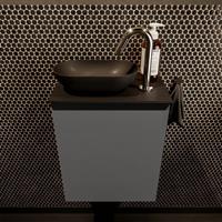 Mondiaz Fowy toiletmeubel 40x50x23cm dark grey mat 1 kraangat wasbak: links 1 deur solid surface met blad MDF kleur wasbak: zwart FOWY59001darkgreyurban