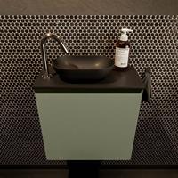 Mondiaz Fowy toiletmeubel 50x50x23cm army mat 1 kraangat wasbak: links 1 deur solid surface met blad MDF kleur wasbak: zwart FOWY59004armyurban