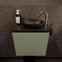 Mondiaz Fowy toiletmeubel 50x50x23cm army mat 1 kraangat wasbak: rechts 1 deur solid surface met blad MDF kleur wasbak: zwart FOWY59005armyurban