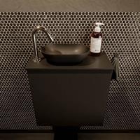 Mondiaz Fowy toiletmeubel 50x50x23cm urban mat 1 kraangat wasbak: links 1 deur solid surface met blad MDF kleur wasbak: zwart FOWY59004urbanurban