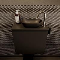 Mondiaz Fowy toiletmeubel 50x50x23cm urban mat 1 kraangat wasbak: rechts 1 deur solid surface met blad MDF kleur wasbak: zwart FOWY59005urbanurban