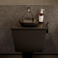 Mondiaz Fowy toiletmeubel 50x50x23cm urban mat 0 kraangaten wasbak: midden 1 deur solid surface met blad MDF kleur wasbak: zwart FOWY59006urbanurban