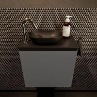 Mondiaz Fowy toiletmeubel 50x50x23cm dark grey mat 1 kraangat wasbak: links 1 deur solid surface met blad MDF kleur wasbak: zwart FOWY59004darkgreyurban