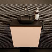 Mondiaz Fowy toiletmeubel 50x50x23cm rosee mat 0 kraangaten wasbak: midden 1 deur solid surface met blad MDF kleur wasbak: zwart FOWY59006roseeurban