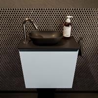 Mondiaz Fowy toiletmeubel 50x50x23cm clay mat 1 kraangat wasbak: links 1 deur solid surface met blad MDF kleur wasbak: zwart FOWY59004clayurban