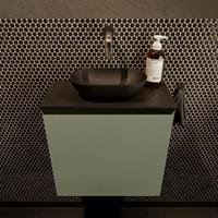 Mondiaz Fowy toiletmeubel 50x50x23cm army mat 0 kraangaten wasbak: midden 1 deur solid surface met blad MDF kleur wasbak: zwart FOWY59006armyurban