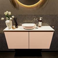 Mondiaz Fowy toiletmeubel 100x50x23cm rosee mat 1 kraangat wasbak: midden 2 deuren solid surface met blad MDF kleur wasbak: Roze / Wit FOWY59019roseerosee