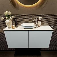 Mondiaz Fowy toiletmeubel 100x50x23cm clay mat 1 kraangat wasbak: midden 2 deuren solid surface met blad MDF kleur wasbak: Bruin / Wit FOWY59019clayclay