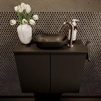 Mondiaz Fowy toiletmeubel 60x50x23cm urban mat 1 kraangat wasbak: midden 2 deuren solid surface met blad MDF kleur wasbak: zwart FOWY59007urbanurban