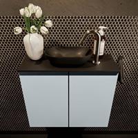 Mondiaz Fowy toiletmeubel 60x50x23cm clay mat 1 kraangat wasbak: midden 2 deuren solid surface met blad MDF kleur wasbak: zwart FOWY59007clayurban