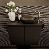 Mondiaz Fowy toiletmeubel 60x50x23cm urban mat 1 kraangat wasbak: rechts 2 deuren solid surface met blad MDF kleur wasbak: zwart FOWY59009urbanurban