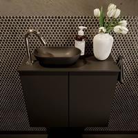 Mondiaz Fowy toiletmeubel 60x50x23cm urban mat 1 kraangat wasbak: links 2 deuren solid surface met blad MDF kleur wasbak: zwart FOWY59008urbanurban