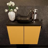 Mondiaz Fowy toiletmeubel 60x50x23cm ocher mat 1 kraangat wasbak: midden 2 deuren solid surface met blad MDF kleur wasbak: zwart FOWY59007ocherurban