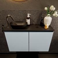 Mondiaz Fowy toiletmeubel 80x50x23cm clay mat 1 kraangat wasbak: links 2 deuren solid surface met blad MDF kleur wasbak: zwart FOWY59014clayurban