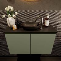 Mondiaz Fowy toiletmeubel 80x50x23cm army mat 1 kraangat wasbak: midden 2 deuren solid surface met blad MDF kleur wasbak: zwart FOWY59013armyurban