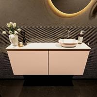 Mondiaz Fowy toiletmeubel 120x50x23cm rosee mat 0 kraangaten wasbak: rechts 2 deuren solid surface met blad MDF kleur wasbak: Roze / Wit FOWY59030roseerosee