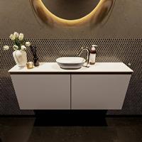 Mondiaz Fowy toiletmeubel 120x50x23cm smoke mat 1 kraangat wasbak: midden 2 deuren solid surface met blad MDF kleur wasbak: Antraciet / Wit FOWY59025smokesmoke