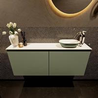 Mondiaz Fowy toiletmeubel 120x50x23cm army mat 1 kraangat wasbak: rechts 2 deuren solid surface met blad MDF kleur wasbak: Groen / Wit FOWY59027armyarmy