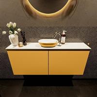 Mondiaz Fowy toiletmeubel 120x50x23cm ocher mat 1 kraangat wasbak: midden 2 deuren solid surface met blad MDF kleur wasbak: Oranje / Wit FOWY59025ocherocher