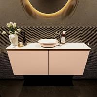 Mondiaz Fowy toiletmeubel 120x50x23cm rosee mat 1 kraangat wasbak: midden 2 deuren solid surface met blad MDF kleur wasbak: Roze / Wit FOWY59025roseerosee