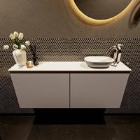 Mondiaz Fowy toiletmeubel 120x50x23cm smoke mat 1 kraangat wasbak: rechts 2 deuren solid surface met blad MDF kleur wasbak: Antraciet / Wit FOWY59027smokesmoke