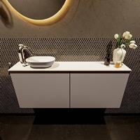 Mondiaz Fowy toiletmeubel 120x50x23cm smoke mat 1 kraangat wasbak: links 2 deuren solid surface met blad MDF kleur wasbak: Antraciet / Wit FOWY59026smokesmoke