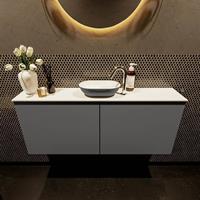 Mondiaz Fowy toiletmeubel 120x50x23cm dark grey mat 1 kraangat wasbak: midden 2 deuren solid surface met blad MDF kleur wasbak: Grijs / Wit FOWY59025darkgreydarkgrey