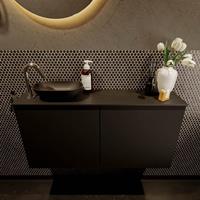 Mondiaz Fowy toiletmeubel 100x50x23cm urban mat 1 kraangat wasbak: links 2 deuren solid surface met blad MDF kleur wasbak: zwart FOWY59020urbanurban