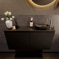 Mondiaz Fowy toiletmeubel 100x50x23cm urban mat 1 kraangat wasbak: rechts 2 deuren solid surface met blad MDF kleur wasbak: zwart FOWY59021urbanurban