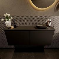 Mondiaz Fowy toiletmeubel 120x50x23cm urban mat 1 kraangat wasbak: rechts 2 deuren solid surface met blad MDF kleur wasbak: zwart FOWY59027urbanurban