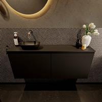 Mondiaz Fowy toiletmeubel 120x50x23cm urban mat 0 kraangaten wasbak: links 2 deuren solid surface met blad MDF kleur wasbak: zwart FOWY59029urbanurban