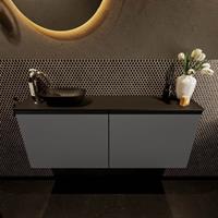 Mondiaz Fowy toiletmeubel 120x50x23cm dark grey mat 1 kraangat wasbak: links 2 deuren solid surface met blad MDF kleur wasbak: zwart FOWY59026darkgreyurban