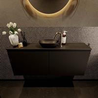 Mondiaz Fowy toiletmeubel 120x50x23cm urban mat 1 kraangat wasbak: midden 2 deuren solid surface met blad MDF kleur wasbak: zwart FOWY59025urbanurban