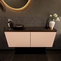 Mondiaz Fowy toiletmeubel 120x50x23cm rosee mat 1 kraangat wasbak: links 2 deuren solid surface met blad MDF kleur wasbak: zwart FOWY59026roseeurban