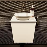 Mondiaz Fowy toiletmeubel 40x50x23cm talc mat 0 kraangaten wasbak: midden 1 deur solid surface met blad MDF kleur wasbak: wit FOWY59003talctalc