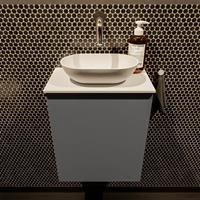 Mondiaz Fowy toiletmeubel 40x50x23cm dark grey mat 0 kraangaten wasbak: midden 1 deur solid surface met blad MDF kleur wasbak: wit FOWY59003darkgreytalc