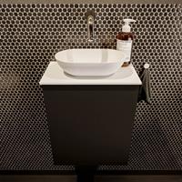 Mondiaz Fowy toiletmeubel 40x50x23cm urban mat 0 kraangaten wasbak: midden 1 deur solid surface met blad MDF kleur wasbak: wit FOWY59003urbantalc